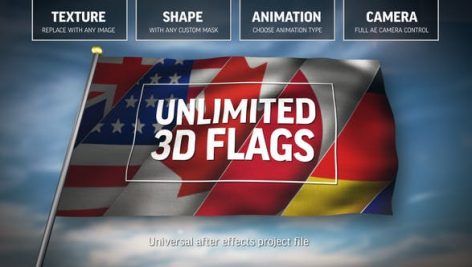 پروژه افترافکت با موزیک ساخت پرچم 3بعدی بدون پلاگین Unlimited 3D Flags