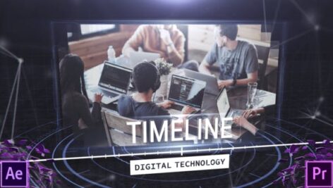 پروژه پریمیر معرفی شرکت بصورت تایم لاین با موزیک Digital Techonology Timeline