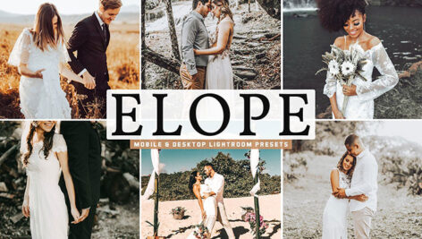 40 پریست لایت روم و Camera Raw و اکشن فتوشاپ تم عاشقانه Elope Mobile & Desktop Lightroom Presets