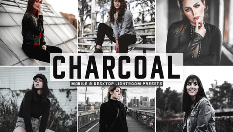 40 پریست لایت روم و کمرا راو و اکشن فتوشاپ تم زغالی Charcoal Pro Lightroom Presets