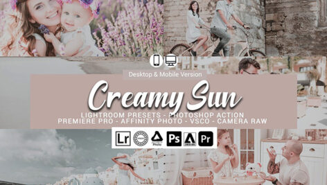 40 پریست لایت روم حرفه ای تم روشن شیری رنگ Creamy Sun Presets