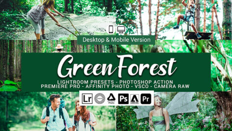 20 پریست لایت روم و اکشن فتوشاپ و لات رنگی تم جنگل سبز Green Forest Presets