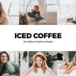 20 پریست لایت روم و لات رنگی و پریست کمراراو فتوشاپ تم قهوه Iced Coffee Lightroom Preset LUTs