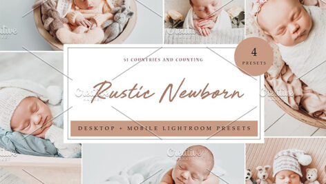 12 پریست لایت روم نوزاد تم نوزاد روستایی Rustic Newborn Lightroom Presets