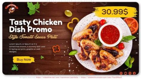 پروژه افتر افکت با موزیک تبلیغات رستوران Tasty Chicken Dish Promo