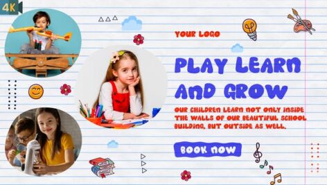 پروژه افتر افکت رزولوشن 4K تبلیغات مهد کودک Kids Promo Kindergarten Slideshow