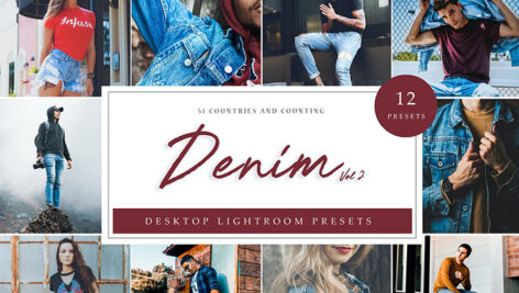 12پریست لایت روم رنگی حرفه ای تم لباس جین Denim Vol. 2 Lightroom Presets