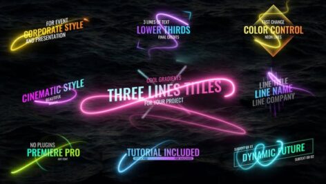9 تایتل آماده پریمیر پرو 2021 با افکت خطوط نورانی Light Lines Titles
