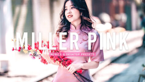 40 پریست لایت روم پرتره و پریست کمرا راو و اکشن فتوشاپ تم رنگی صورتی Miller Pink Lightroom Presets